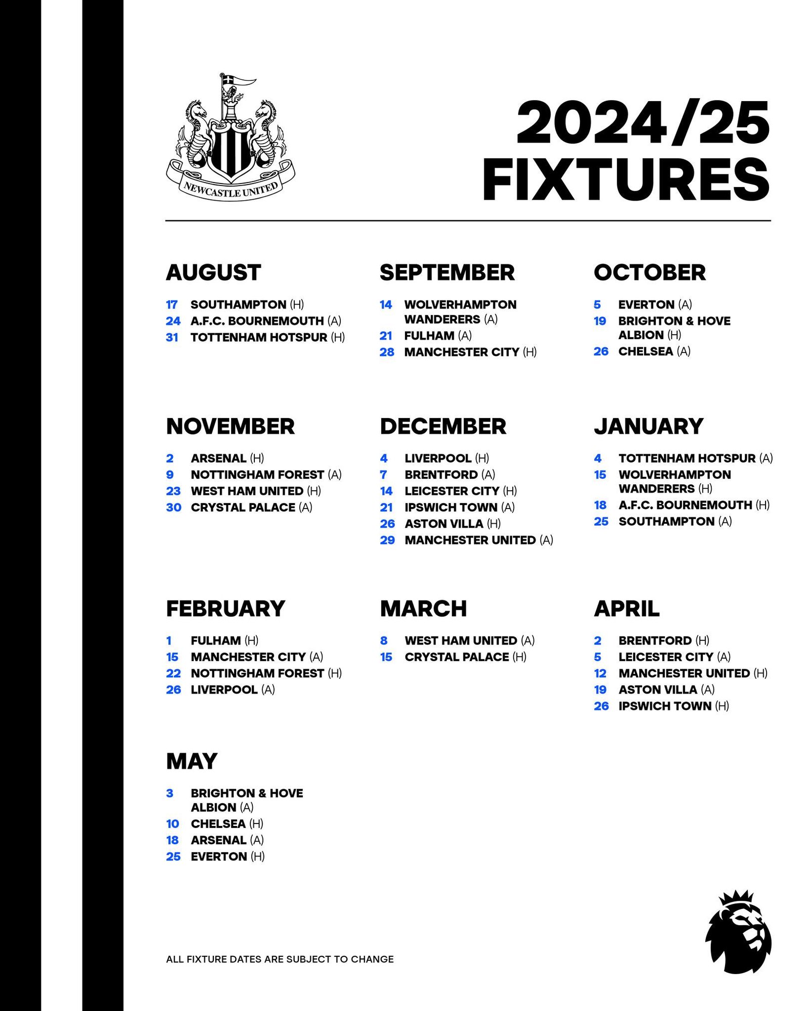 جدول مواعيد مباريات الدوري الإنجليزي2024-2025 